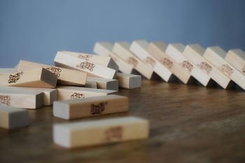 Fallen blocks on a table